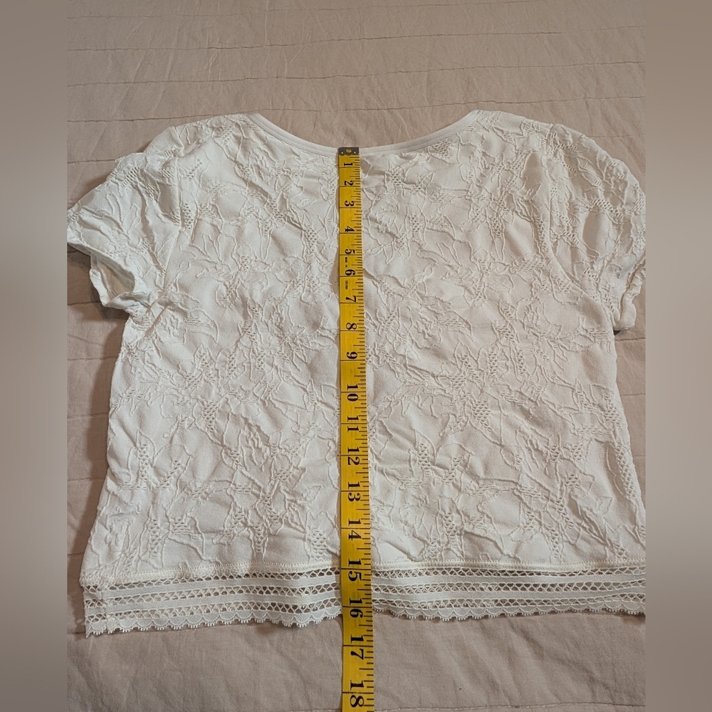 SALE -- Aerie Superchill Women's White Rib Baby Crop T-Shirt, Women's Size XL - Picture 7 of 10